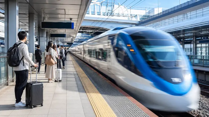 成田機場前往東京市區的機場特急列車月台