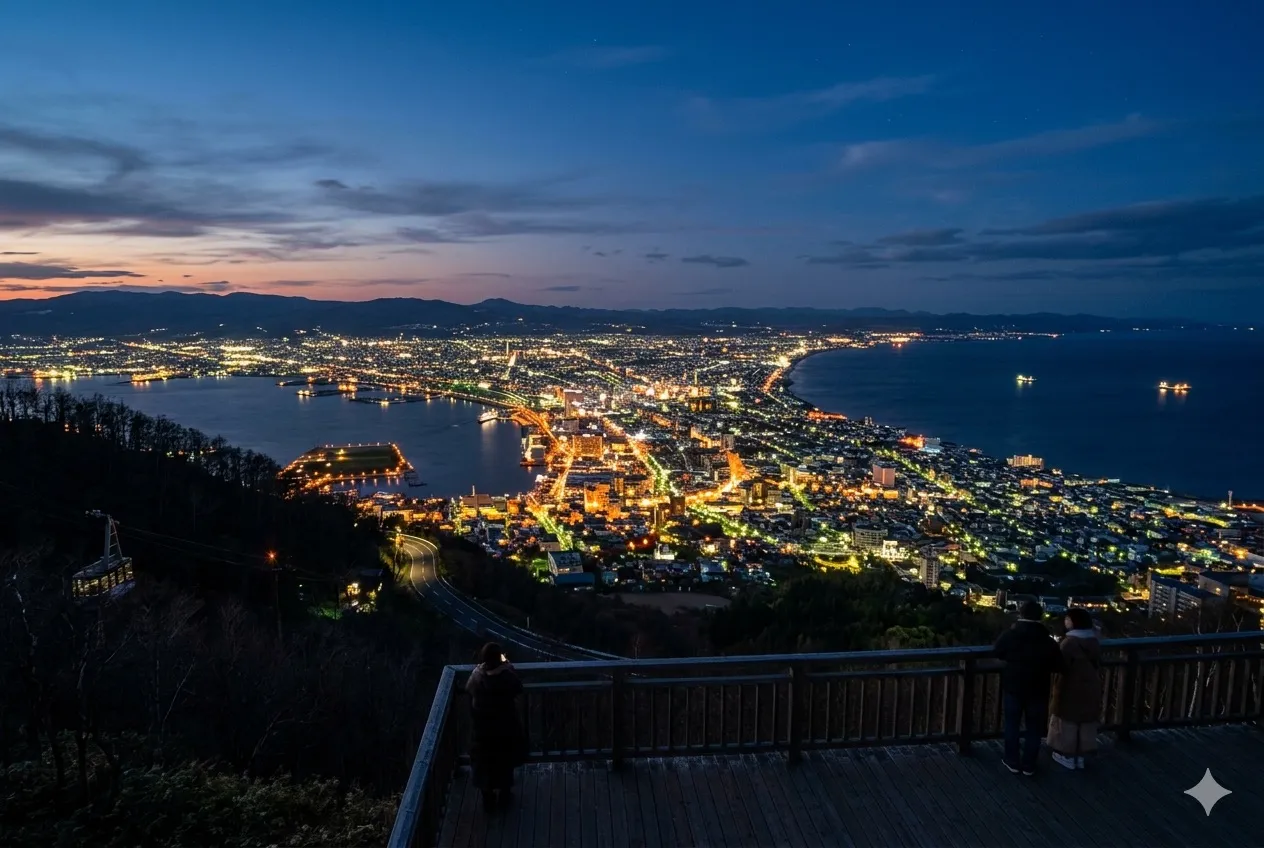 天狗山俯瞰小樽港夜景