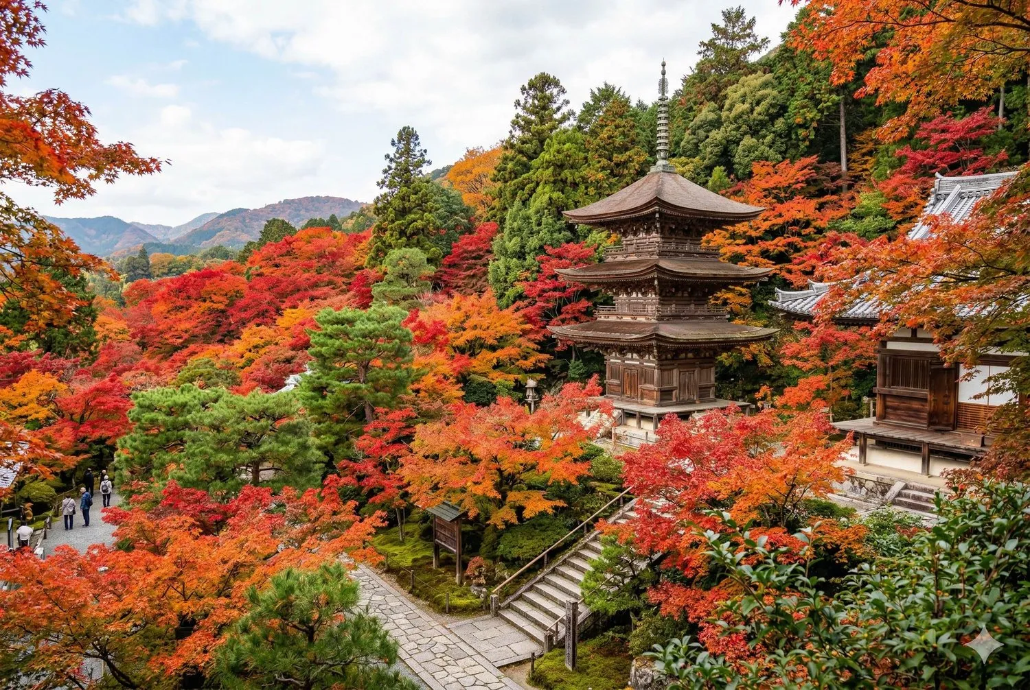 常寂光寺石階紅葉隧道