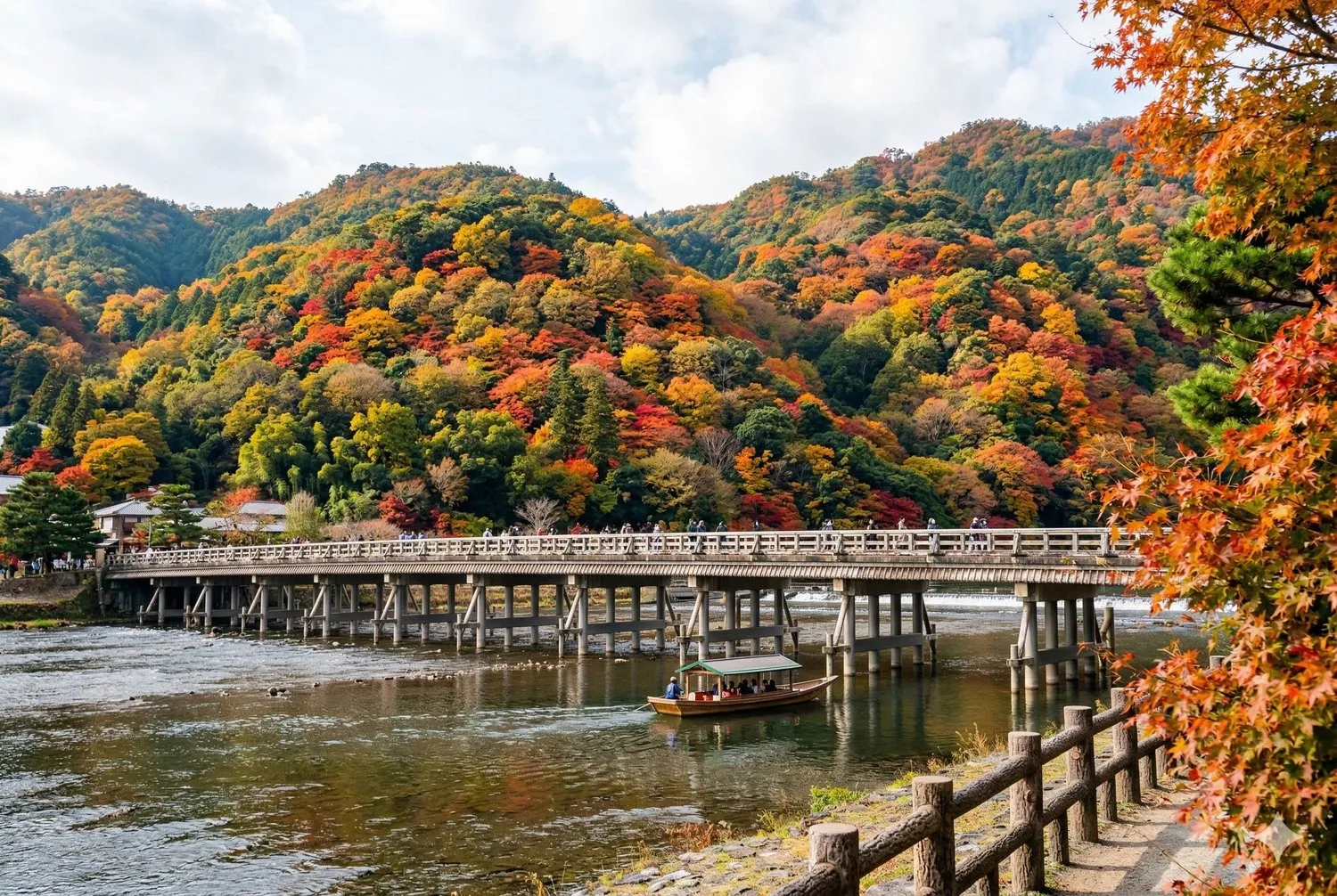 嵐山渡月橋秋季楓紅
