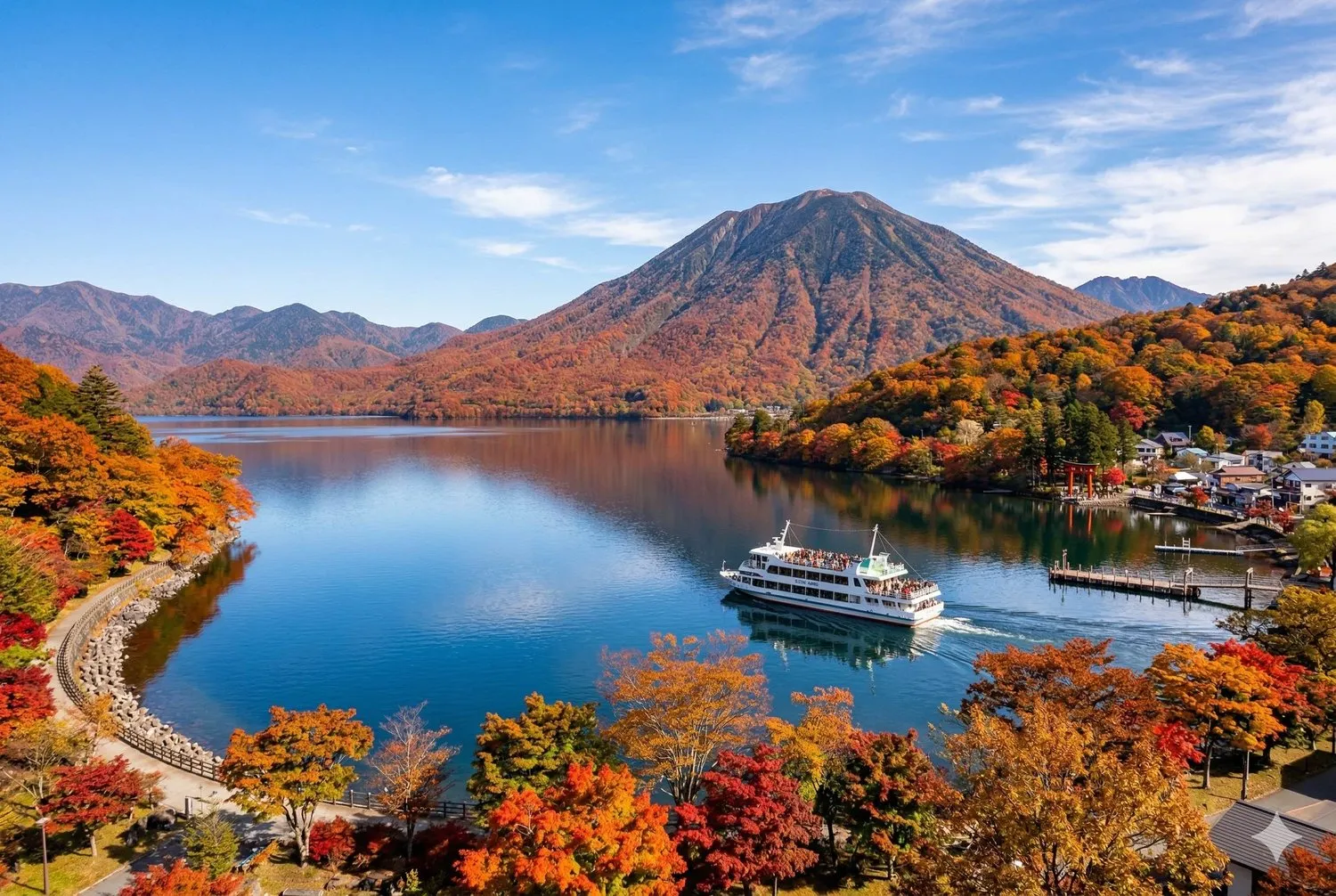 中禪寺湖湛藍湖水與群山