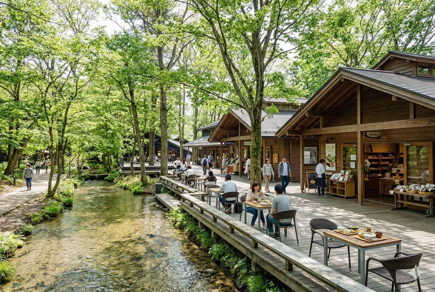 輕井澤榆樹街小鎮木造建築