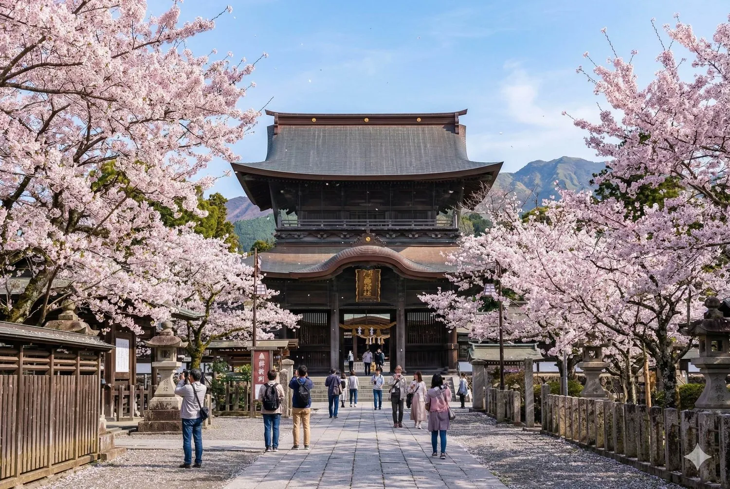 阿蘇神社櫻花與樓門