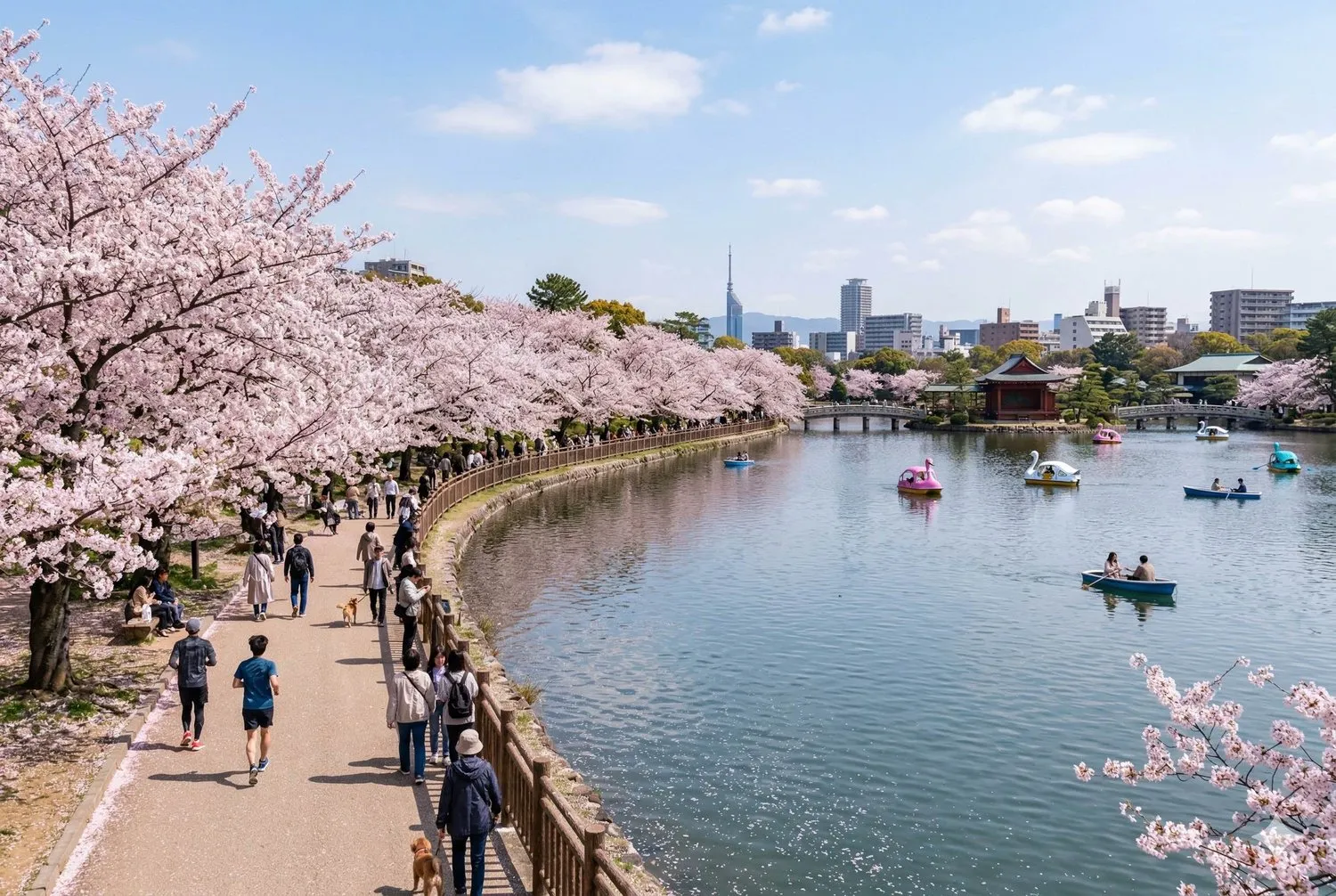 大濠公園湖畔櫻花
